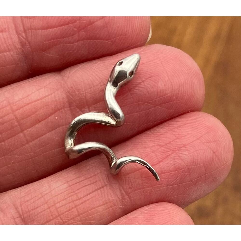 Sterling Silver Snake Pendant 3D Slithering Serpent 925 Petite 1.17g New
